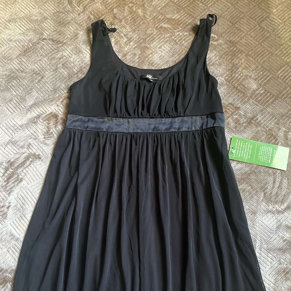Jump Apparel - black tank dress. Knee length. Sheer overlay. Side zipper. SZ 14